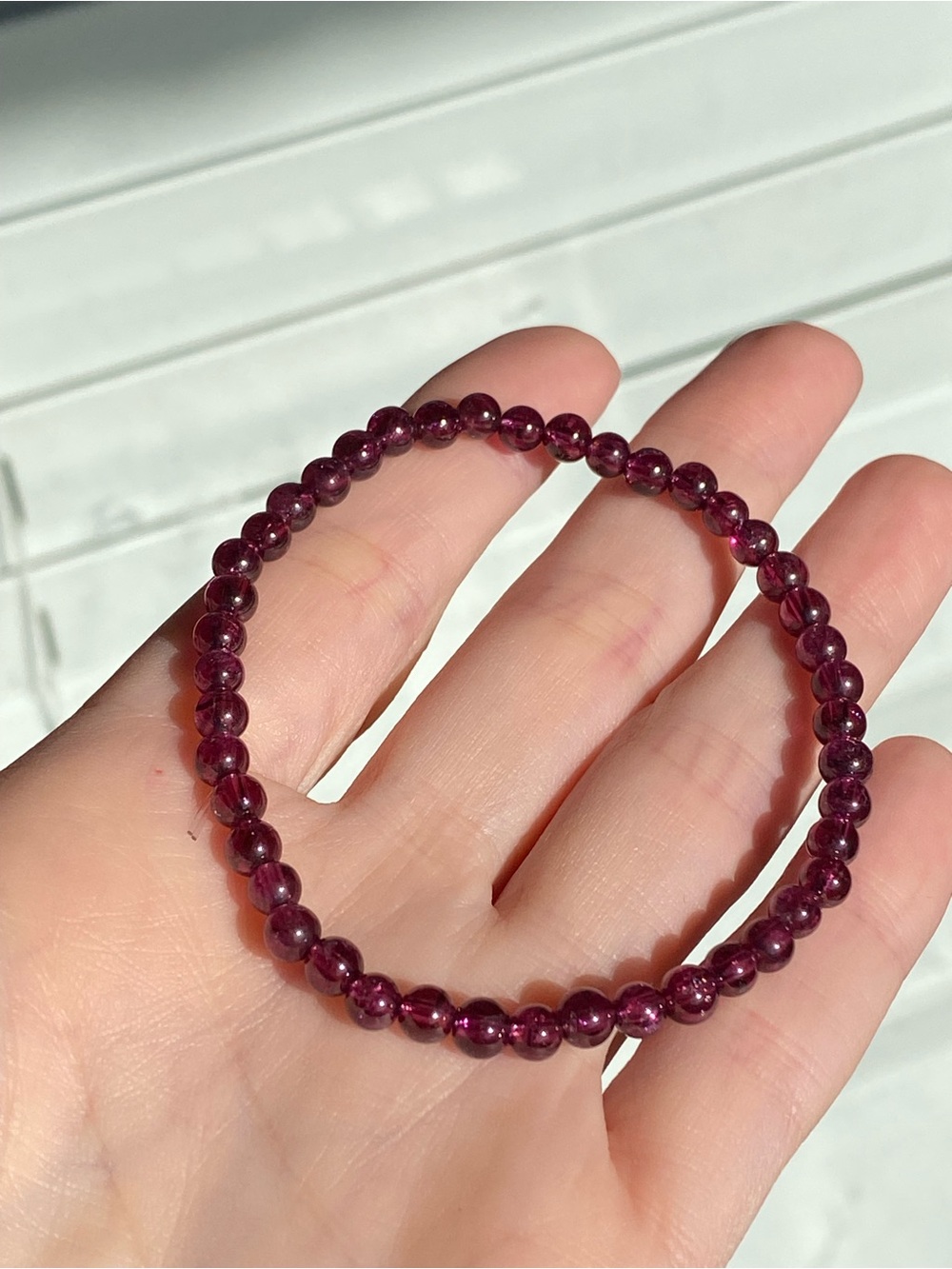 Natural Purple Garnet Bracelet 4.6mm Deep Raspberry Gemstone Beads Stretch